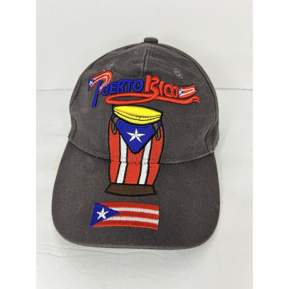 Puerto Rico Souvenir Hat Cap Embroidered Flag Conga Drum Strapback Image Trading